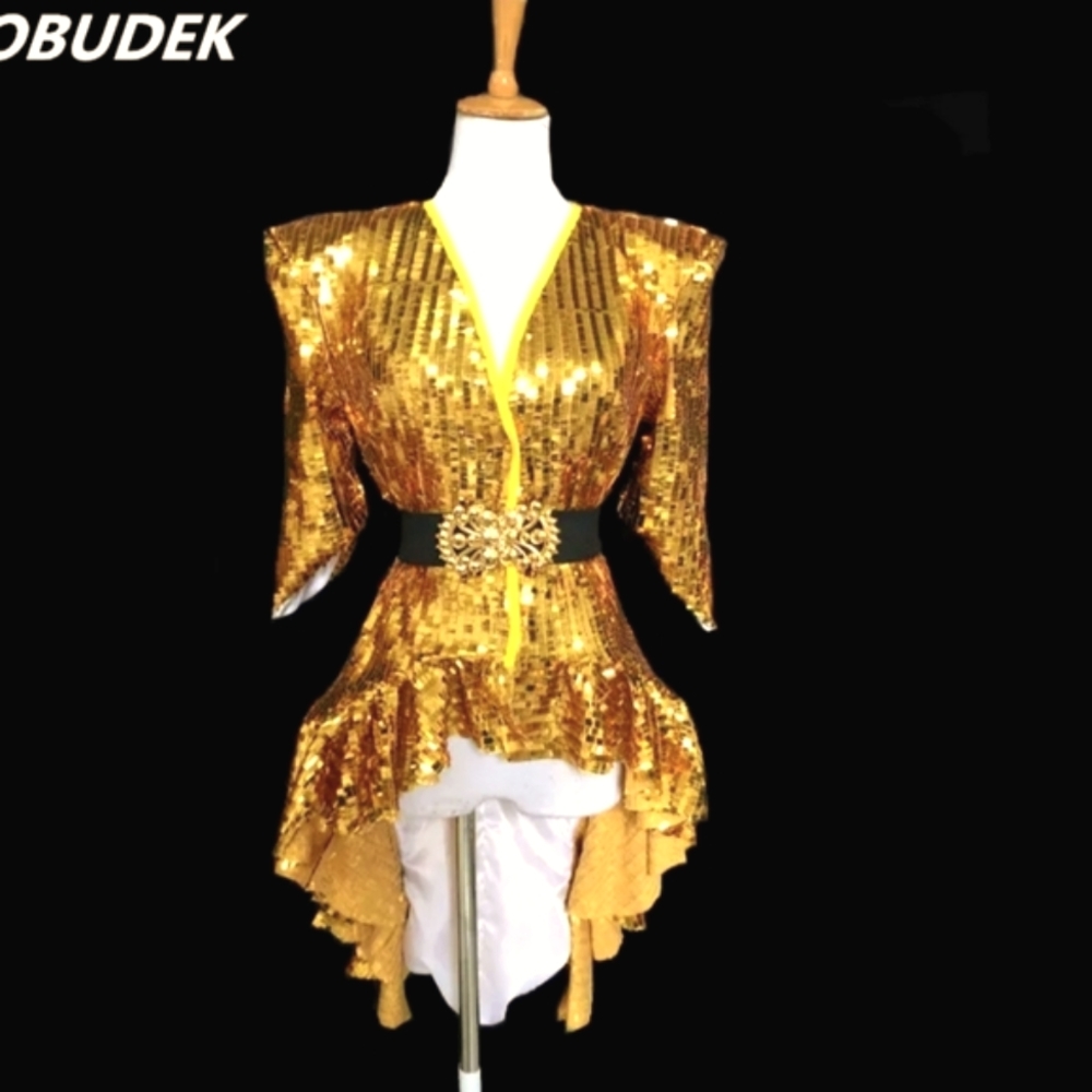 Gold beyonce cover Sequins  jacket /Jumsuit cover ,SPARKLY